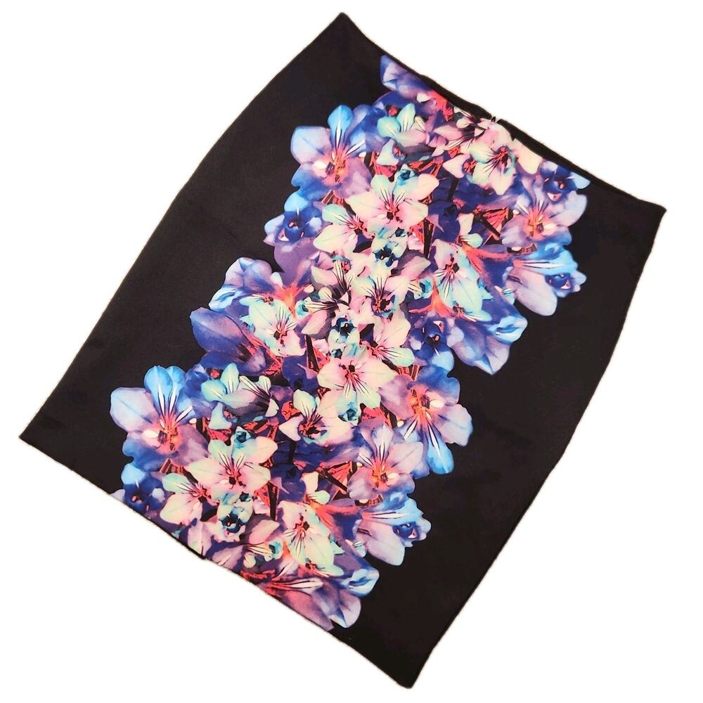 Vintage Express Vibrant Floral‎ Pencil Skirt Sz 2
